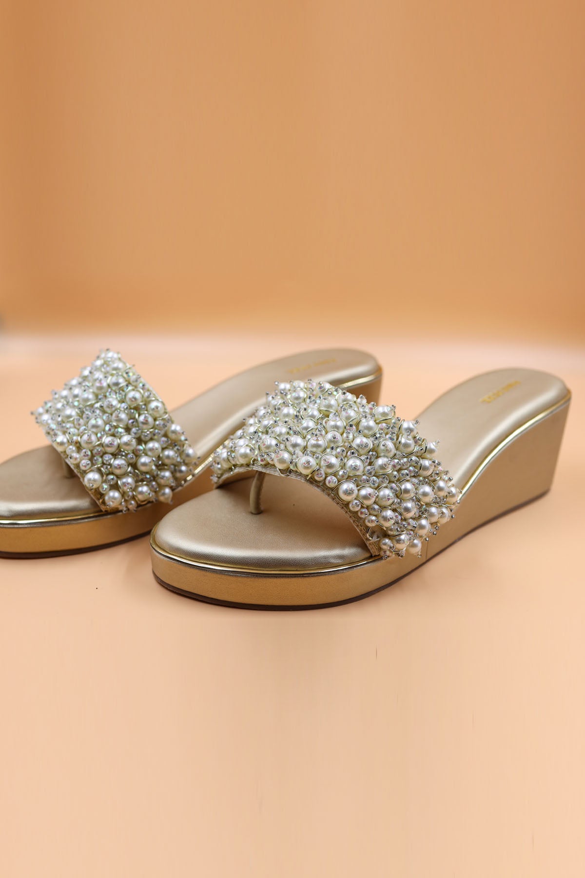 Buy Gold Bead Thread Work Wedges Online